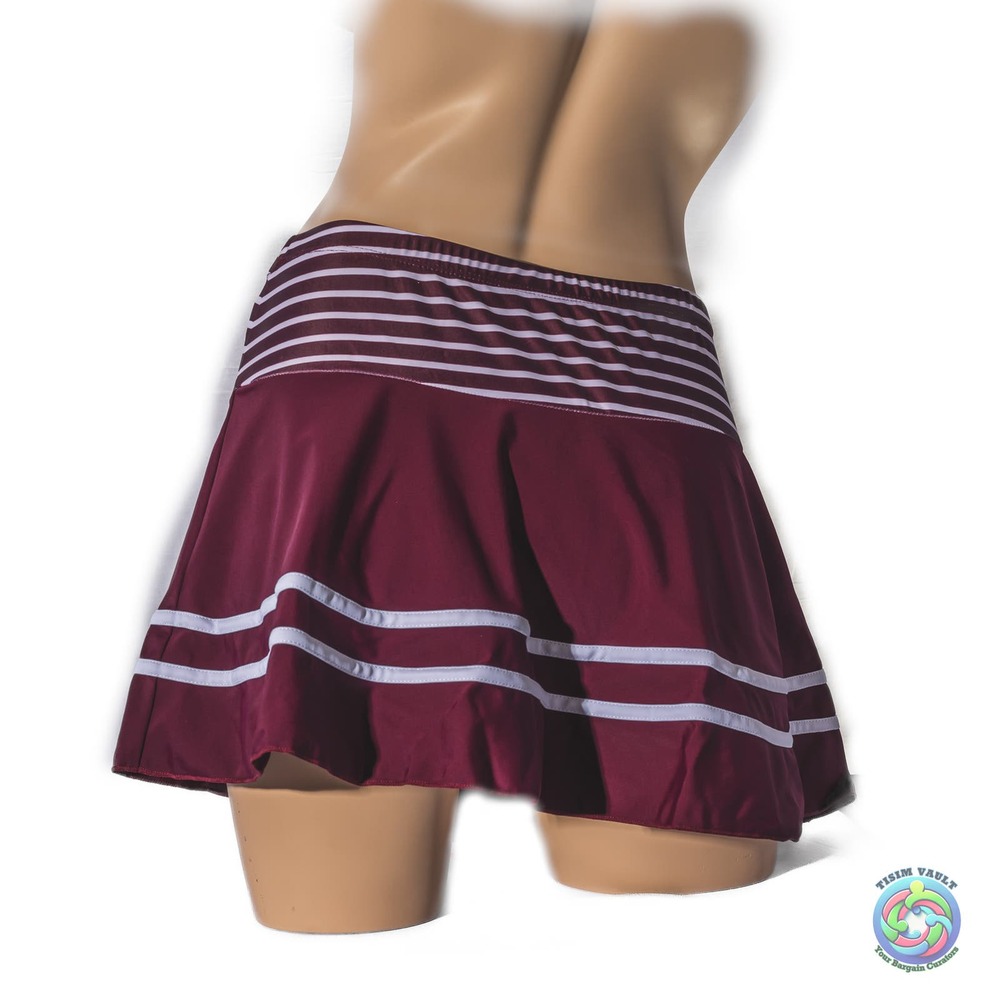 Miyang Maroon/White Striped Tankini Swimdress M 🌊 - Picture 6 of 10